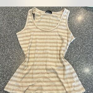 Beige and White Striped Tank Top
